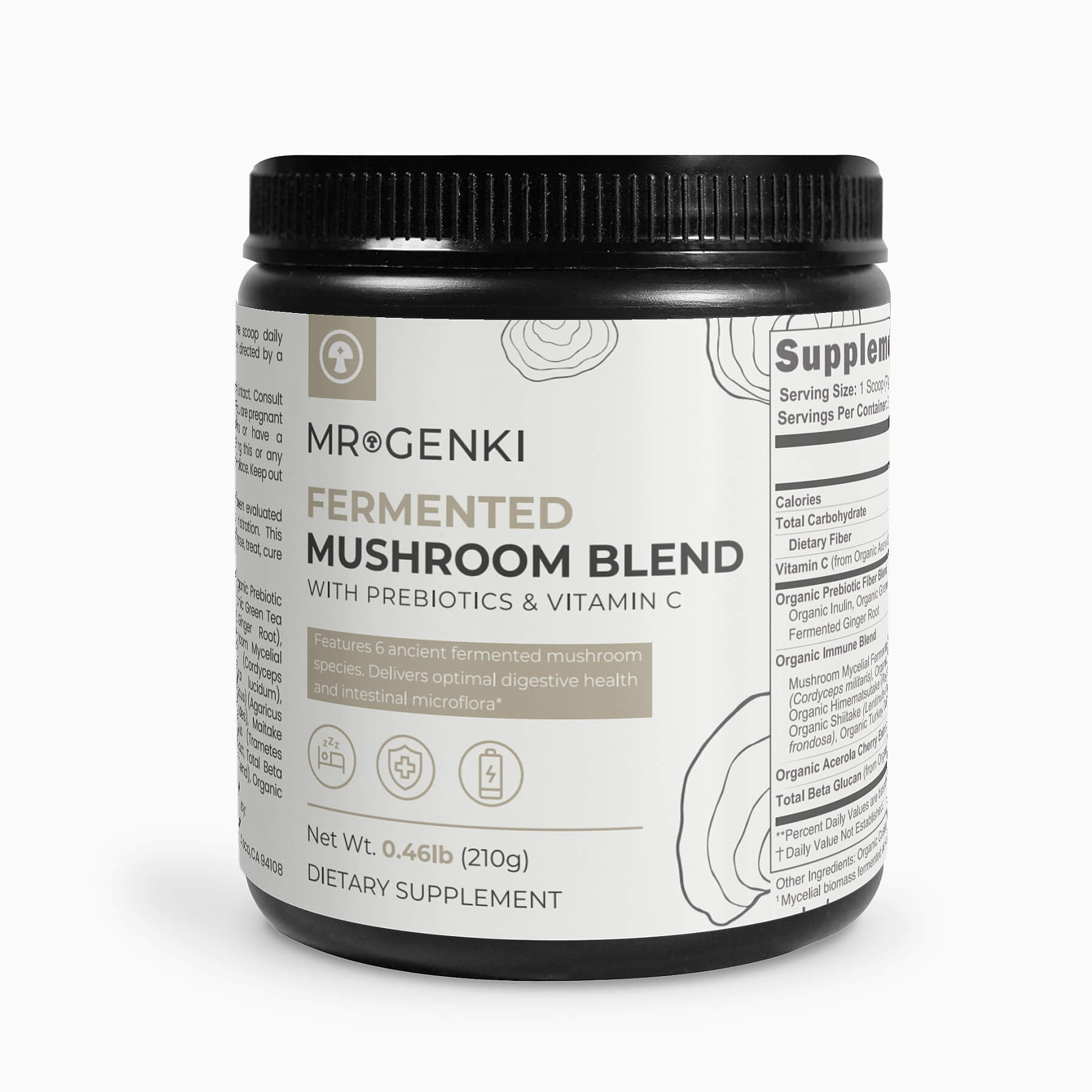 mrgenki functional mushroom blend with prebiotics and vitaminc