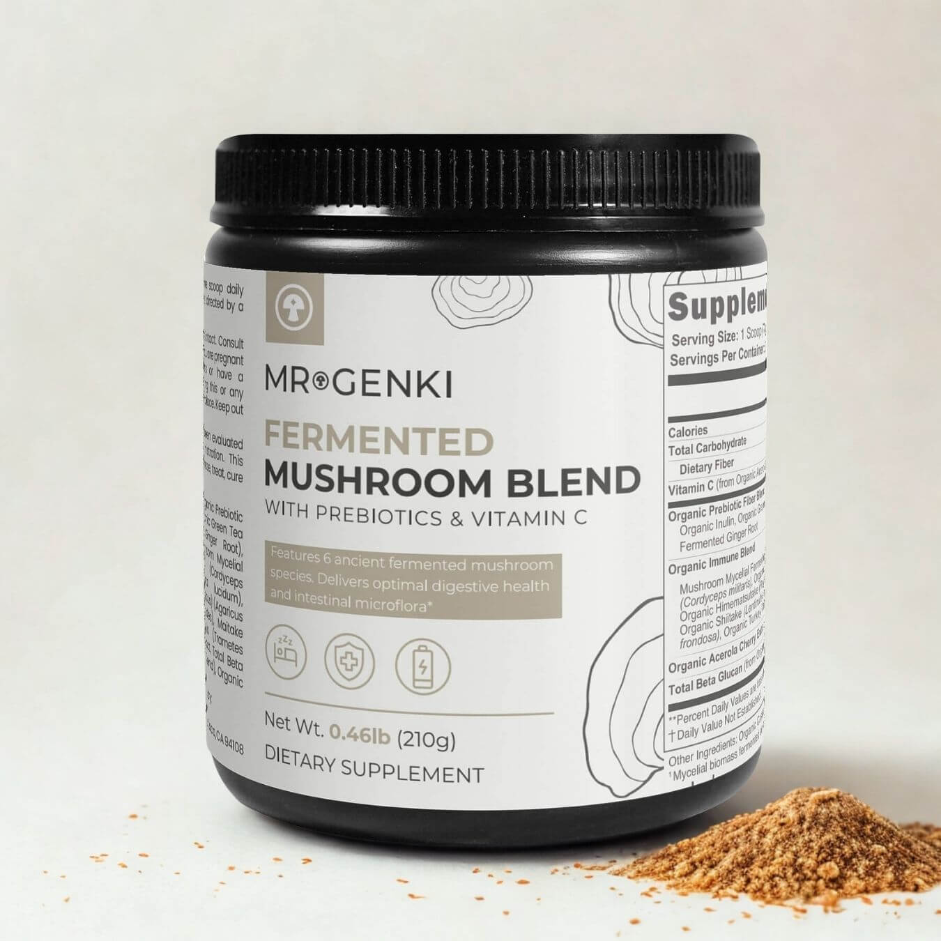 Fermented Mushroom Blend + Prebiotics + Vitamin C